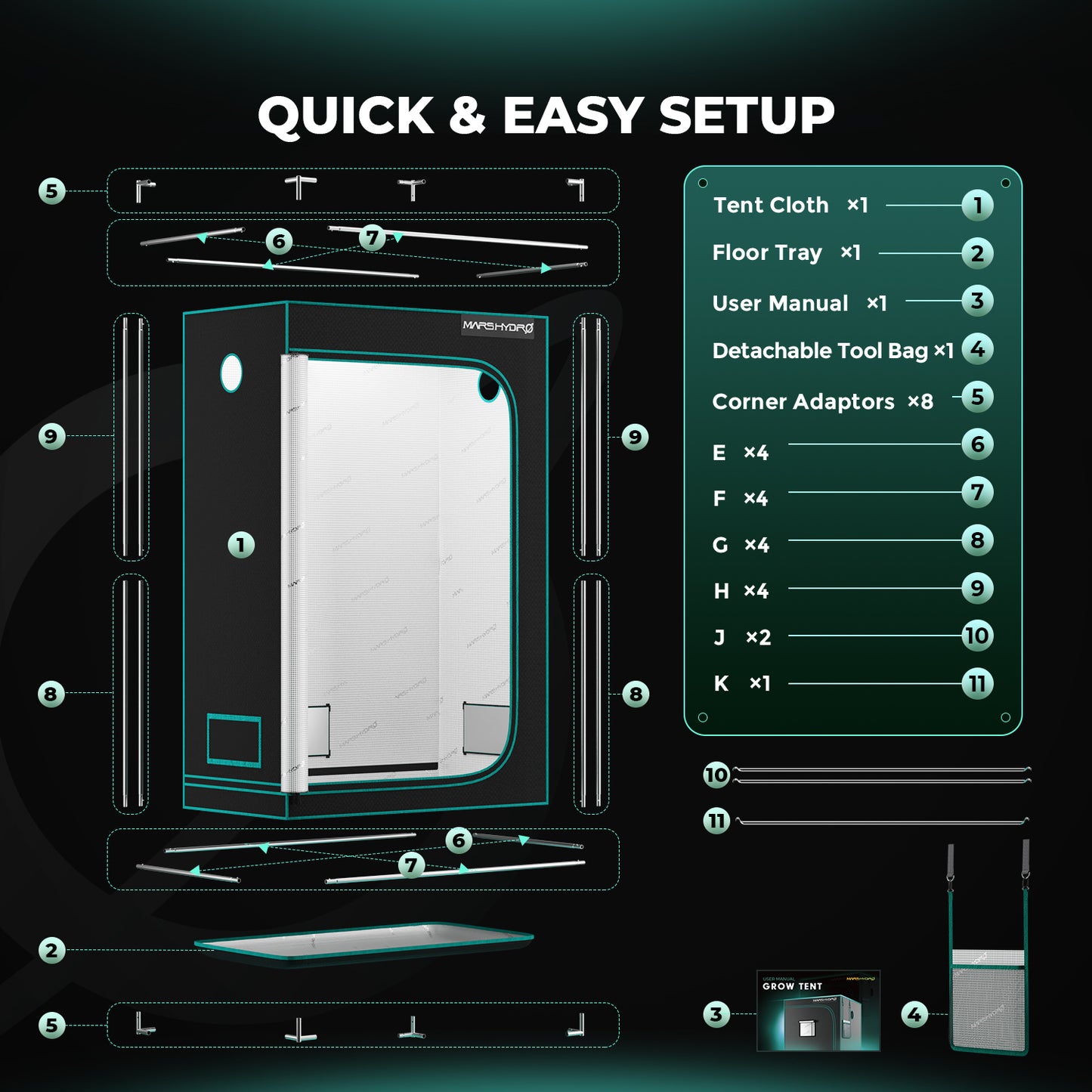 mars hydro 120x60x150 complete kweektent dimbare grow tent pflanzen hydroponik