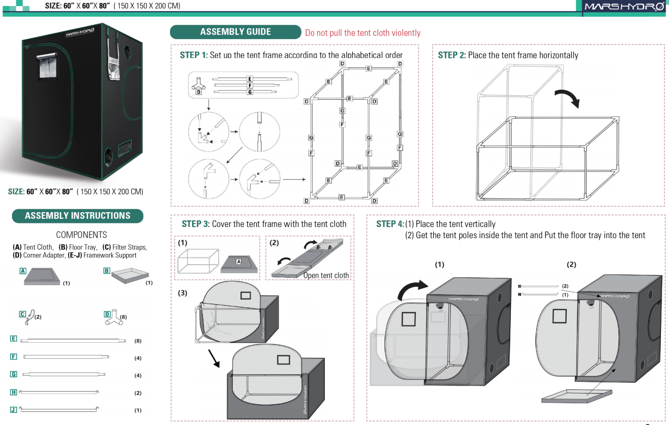 mars hydro 150x150x200 binnenplanten kweektent complete grow tent pflanzen