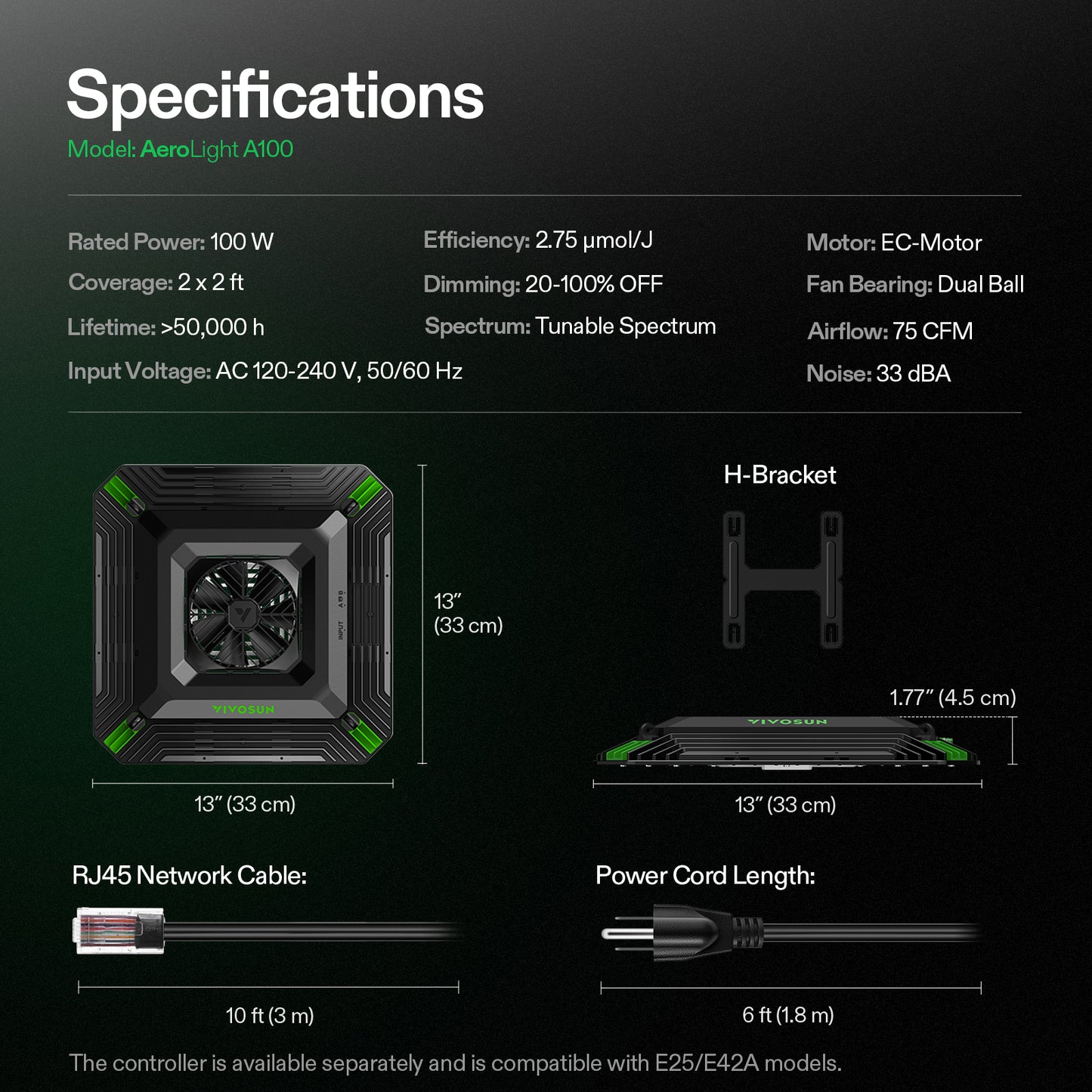 vivosun aerolight a100 led kweeklamp 100w smart grow light bar pflanzenlicht