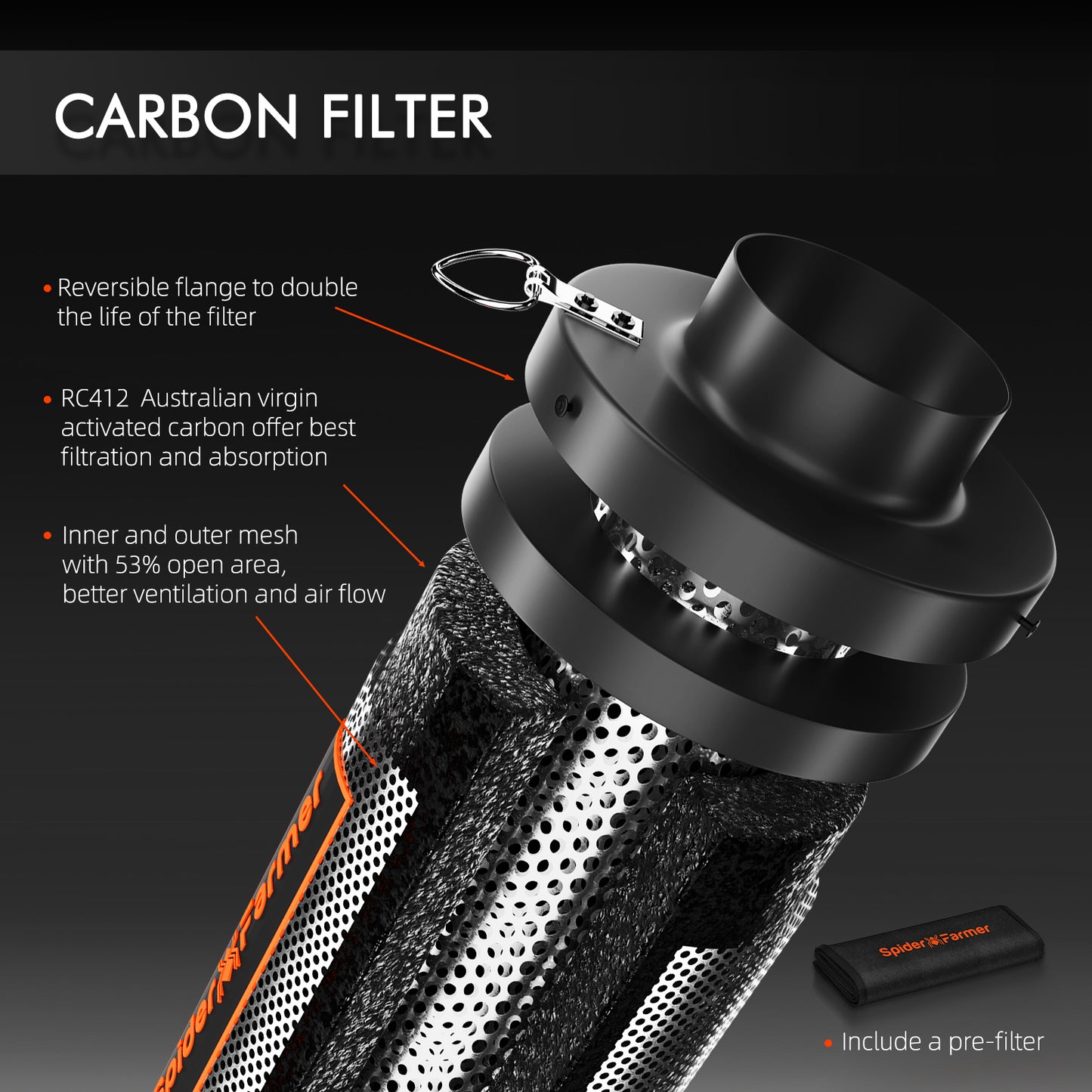 Spider Farmer 6 Inch/15cm Air Carbon Filter