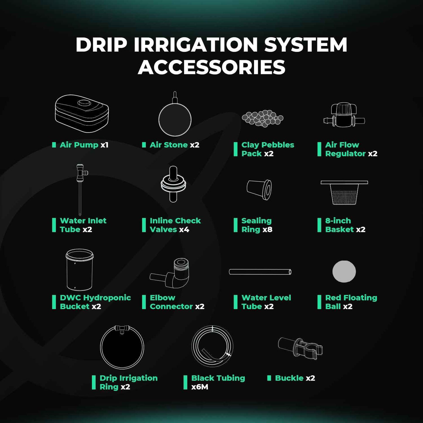 Mars Hydro Premium 5-Gallon DWC Hydroponisch Systeem Kit – 2× 18,9L Emmers met 8-Inch Netpotten & Luchtpomp
