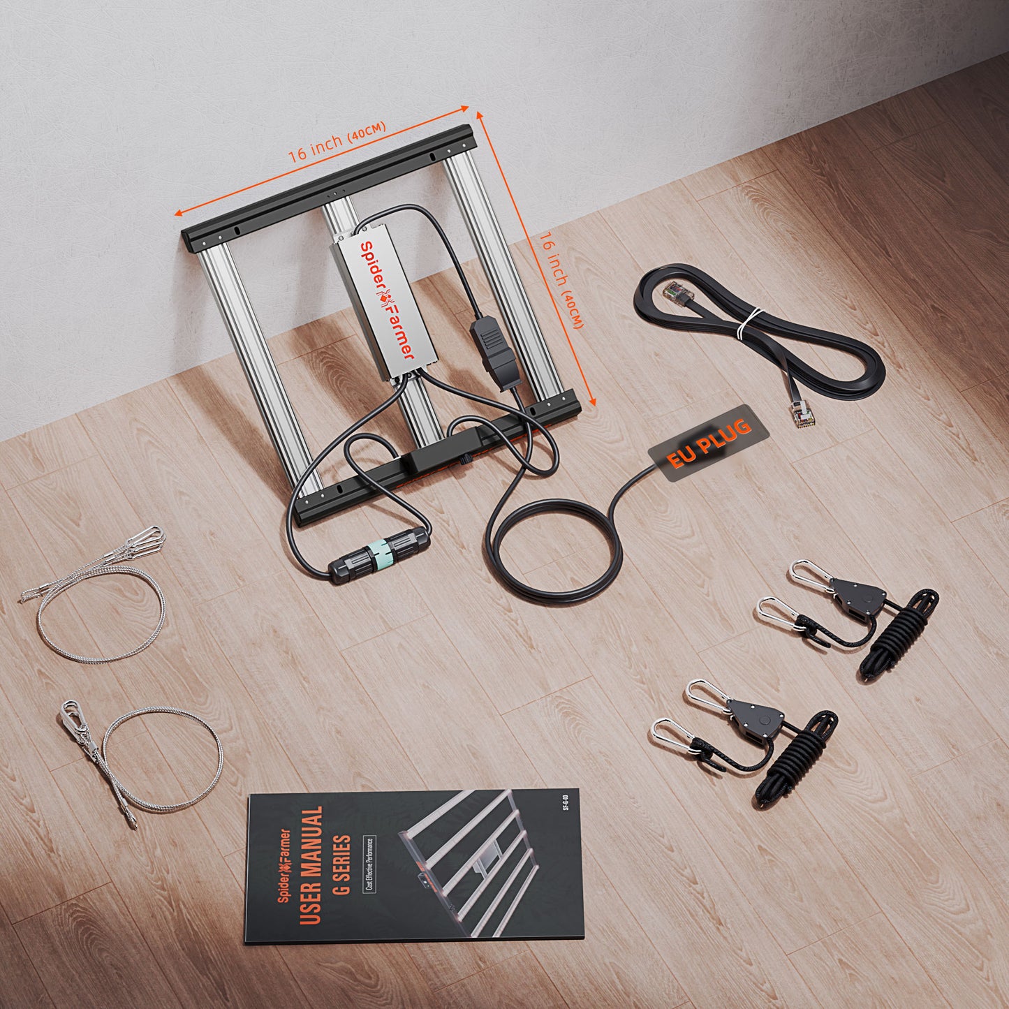 Spider Farmer G3000 LED kweeklamp voor 4-inch ventilatiesysteem setup