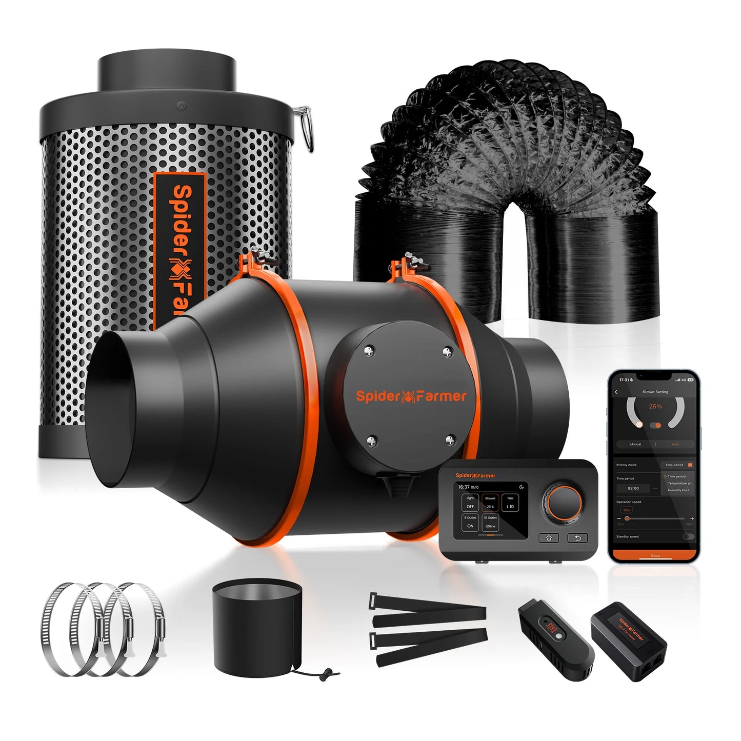 Spider Farmer SE3000 EVO Kweek Tent Kit Compleet – 90×90×180 cm Tent + 300W Full Spectrum LED + 4” Ventilatiesysteem met GGS Controller