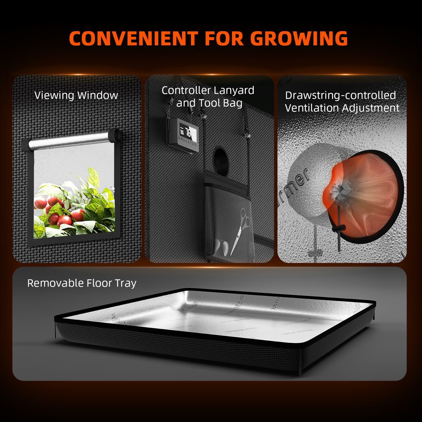 Spider Farmer G1500 Kweek Tent Kit Compleet – 70×70×160 cm Tent + Full Spectrum LED Kweeklamp 