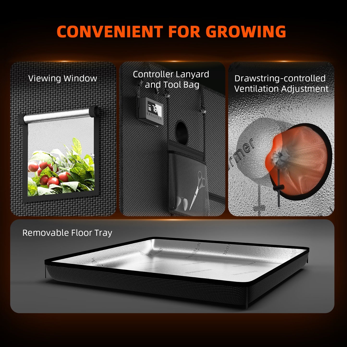 Spider Farmer SE4500 Kweek Tent Kit Compleet – 70×140×200 cm Tent + 320W Full Spectrum LED + 4” Ventilatiesysteem met GGS Controller