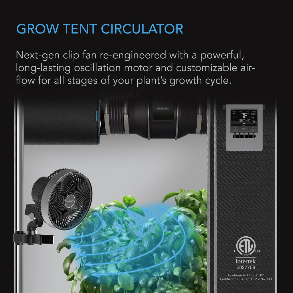AC Infinity CLOUDRAY S6 – Grow Tent Clip Fan 150 mm met 10 Snelheden, EC-Motor, Auto Oscillation