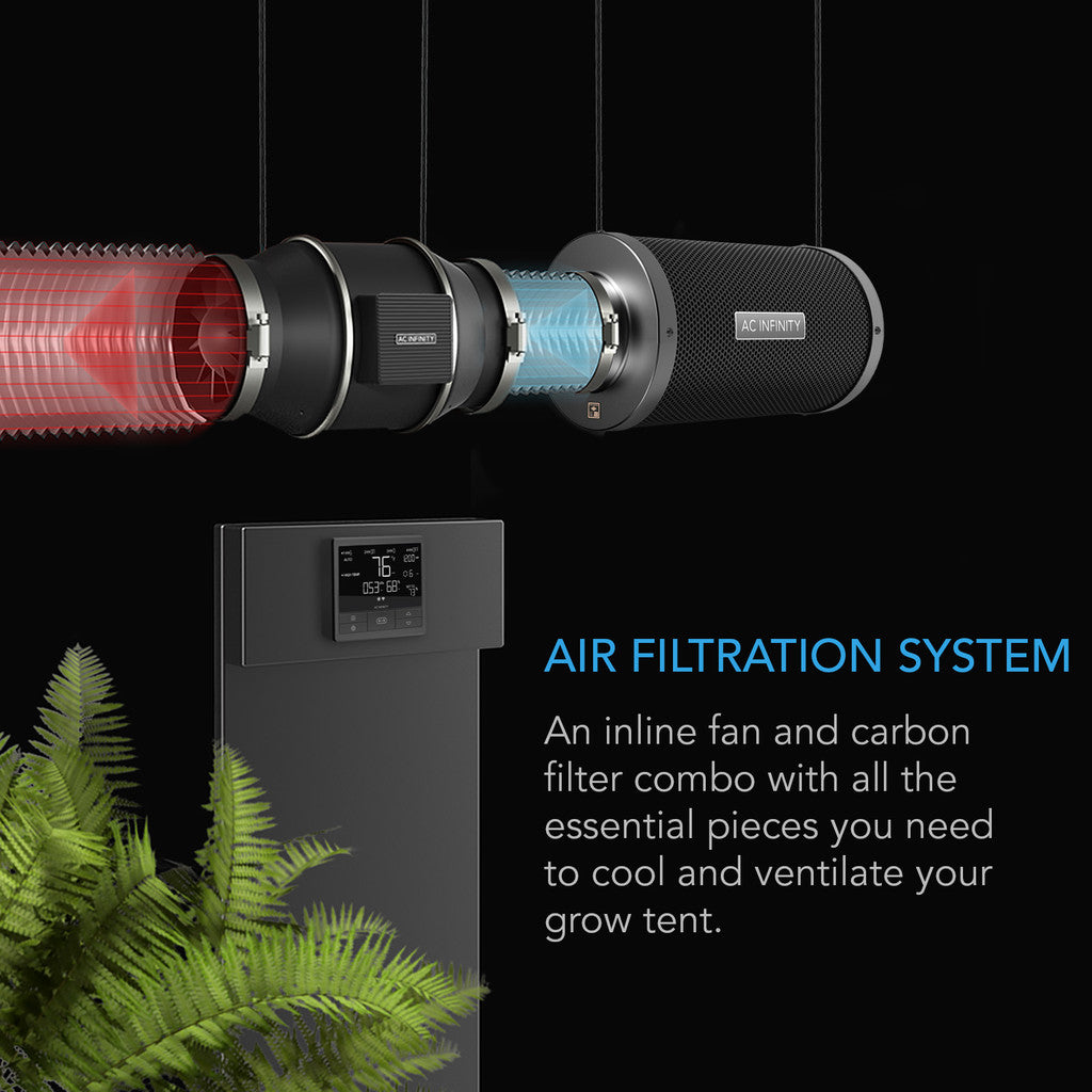 AC Infinity Air Filtration Kit 100 mm, Inline Fan with Speed Controller, Carbon Filter & Ducting Combo