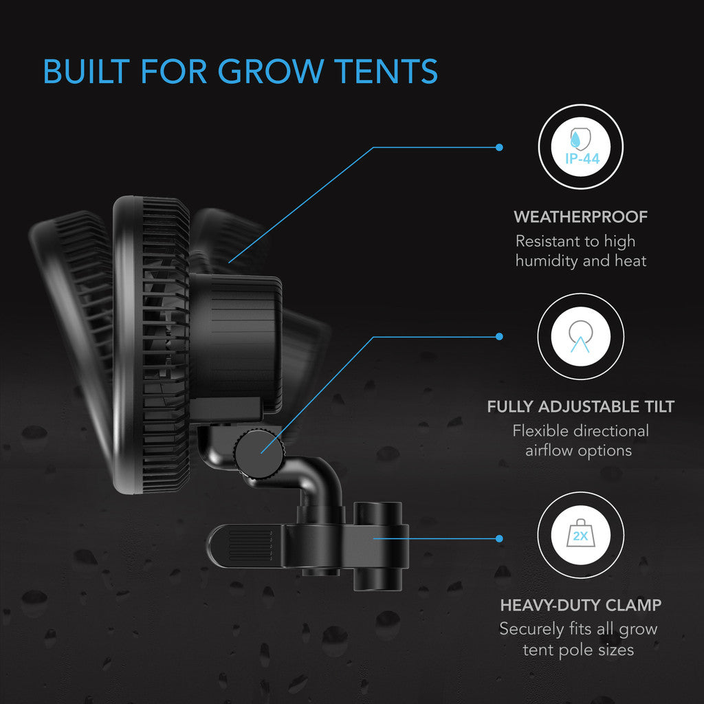 AC Infinity CLOUDRAY S6 – Grow Tent Clip Fan 150 mm met 10 Snelheden, EC-Motor, Auto Oscillation