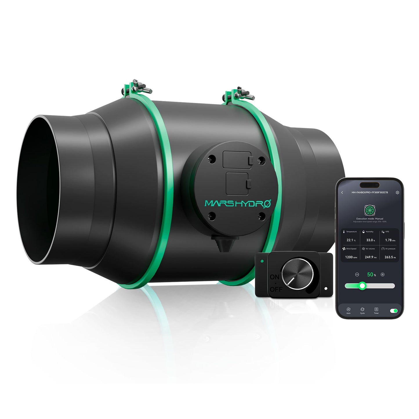 mars hydro ifresh 6 inch inline buisventilator met snelheidsregelaar inline fan