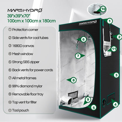 Mars Hydro 100x100x180 Grow Tent specs