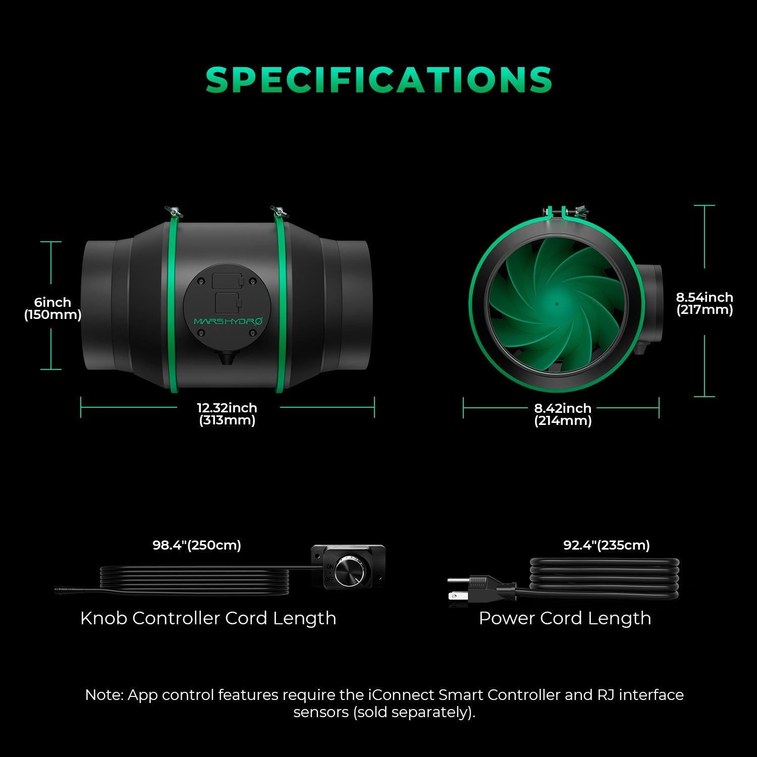 mars hydro ifresh 6 inch ventilator dimbaar inline fan indoor plants pflanzen