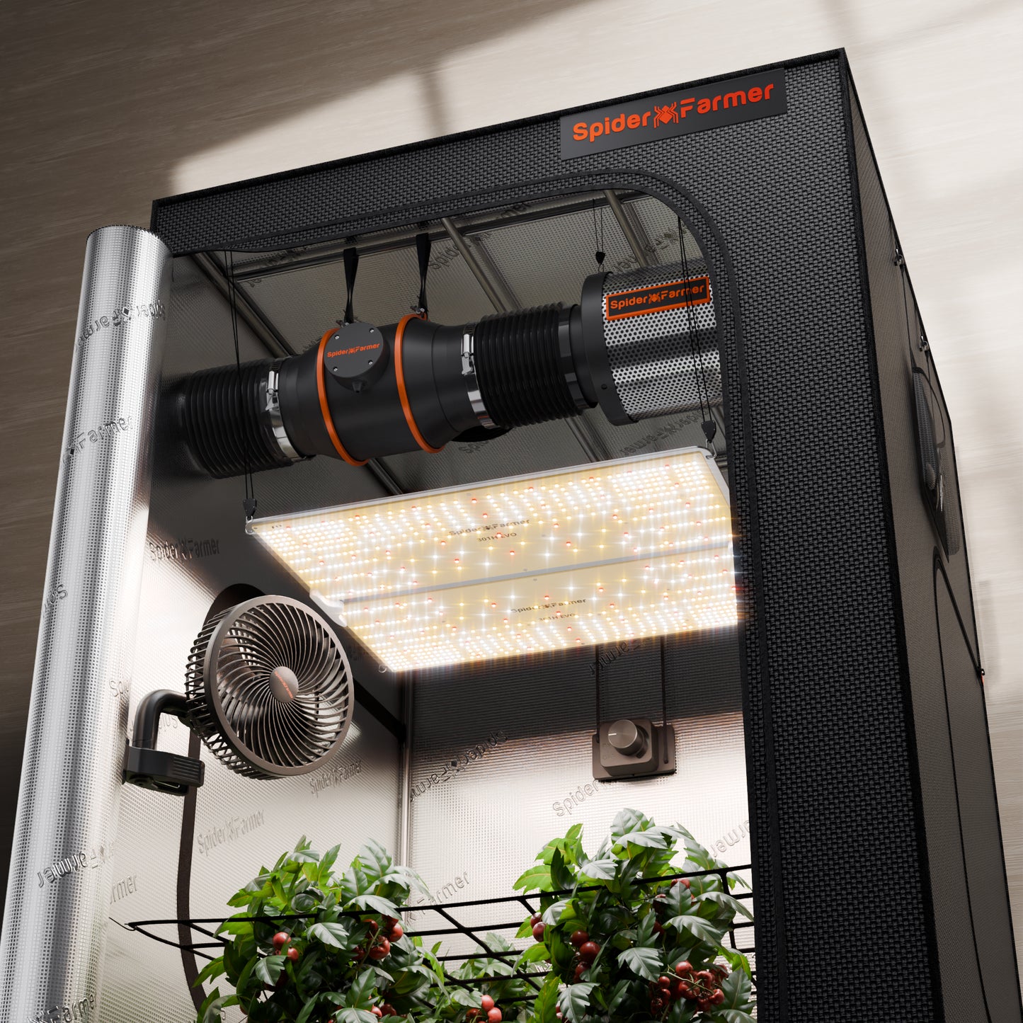 spider farmer sf4000 evo complete kweektent kit 120x120x200 cm 450w led indoor plants