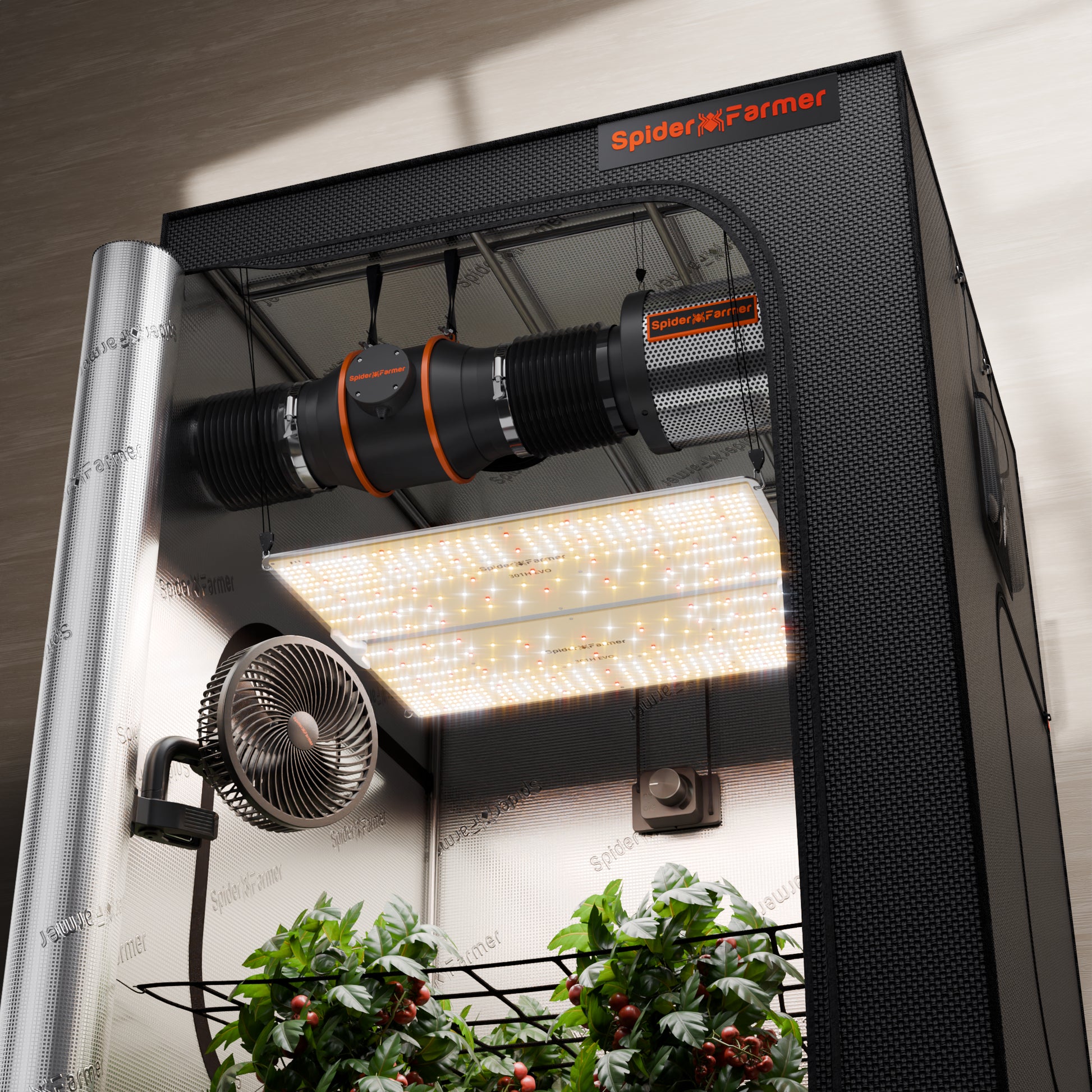 spider farmer sf4000 evo complete kweektent kit 120x120x200 cm 450w led indoor plants