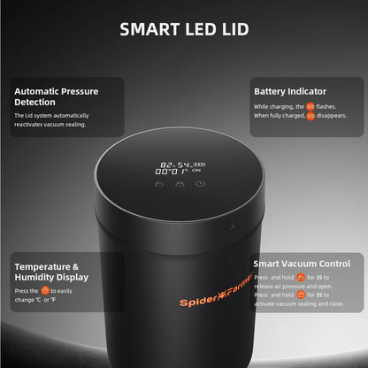 smart jar met digitaal display – spider farmer humidity jar – Intelligentes Vakuumglas