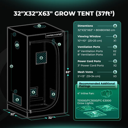 mars hydro fce1500 kweekkast kit indoor plants grow tent luftbefeuchter