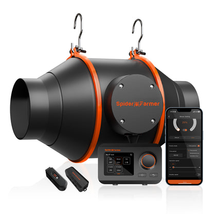 Spider Farmer 4 inch inline fan 205 CFM met GGS controller | 4 inch smart inline fan | 4 Zoll Inline Ventilator mit GGS Steuergerät