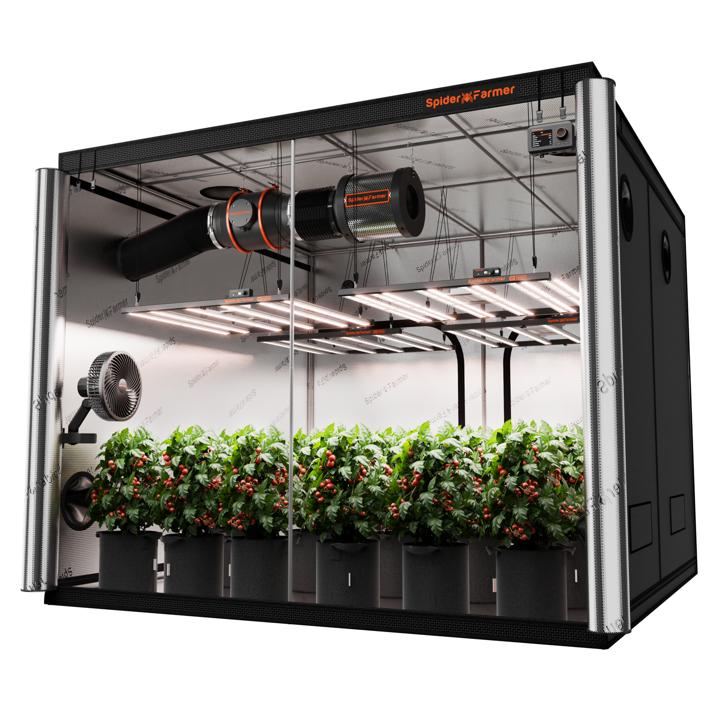 Spider Farmer 240×240×200 complete kweektent set | Indoor grow tent kit 240×240×200 | Komplettes Growzelt Set 240×240×200