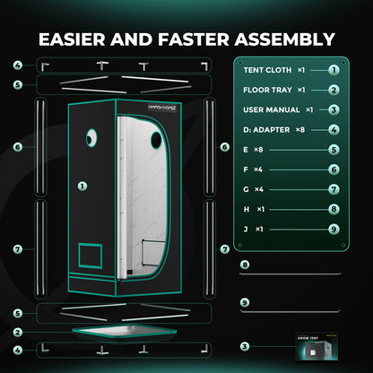 mars hydro 60x60x140 grow tent kweektent voor binnenplanten pflanzenzelt