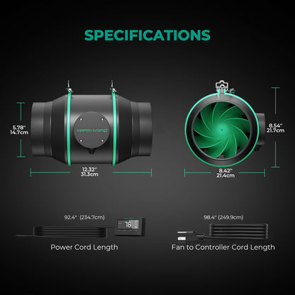 Mars Hydro 6-Inch Complete Fan Kit Incl Smart Monitor specs