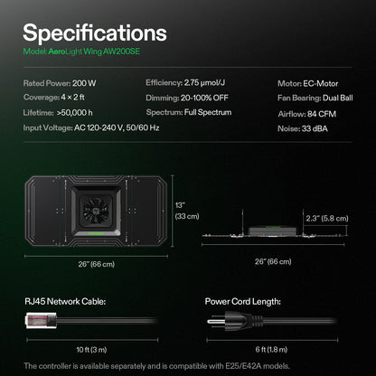 vivosun aerolight wing aw200se led kweeklamp 200w smart grow light bar pflanzenlicht