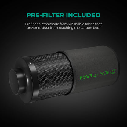 mars hydro 4" luchtfilter hervulbaar carbon filter smart grow tent hydroponik