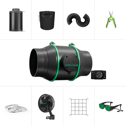 Mars Hydro iFresh 6-Inch Inline Ventilator Kit – 402 CFM Smart Kweektent Ventilatie met Koolstoffilter & WiFi Uitbreiding