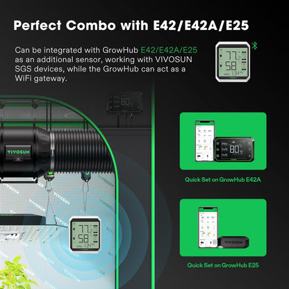 vivosun aerolab thb1s slimme bluetooth hygrometer thermometer voor kweektent hydroponik