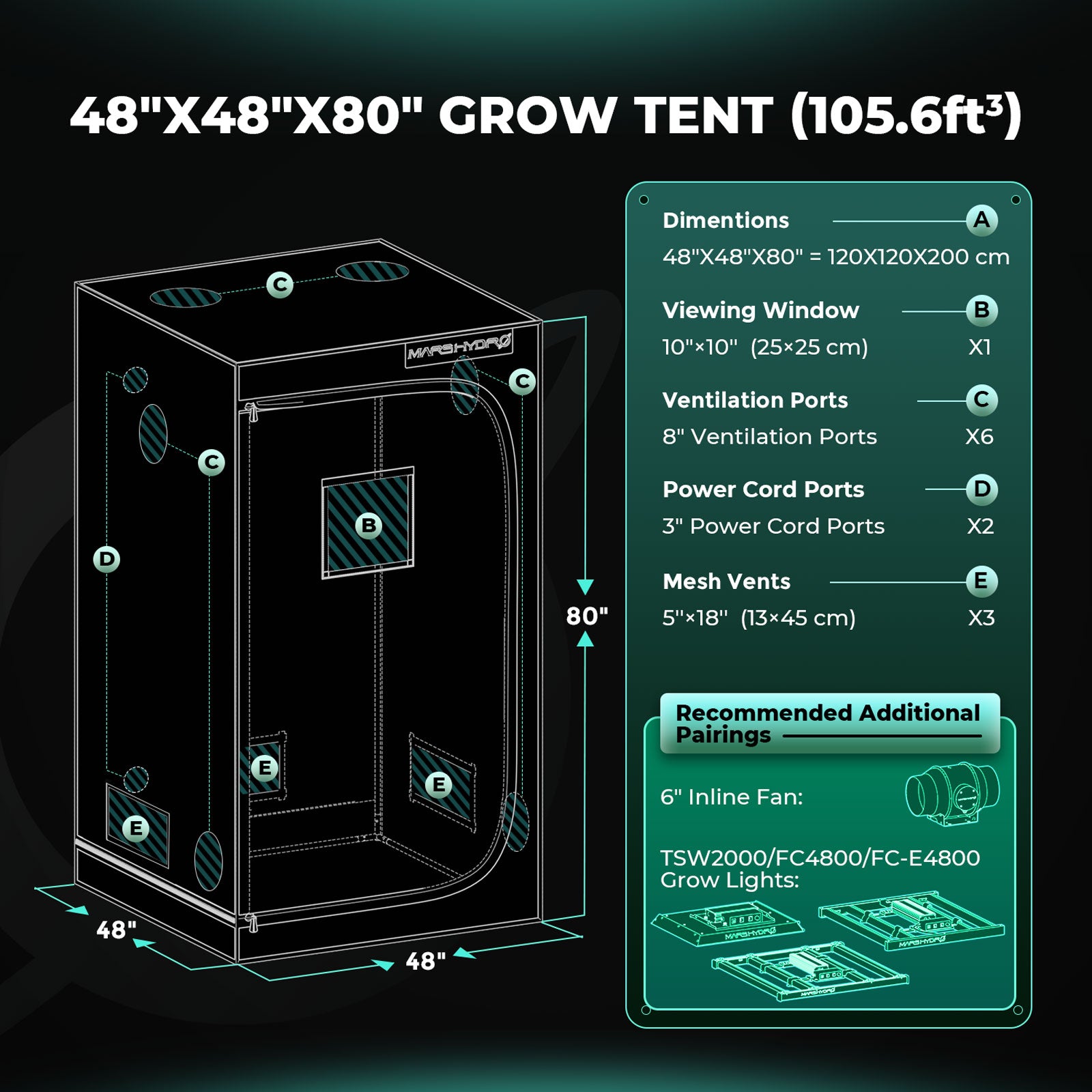 mars hydro fc4800 evo complete grow tent kit 120x120 cm led kweeklamp