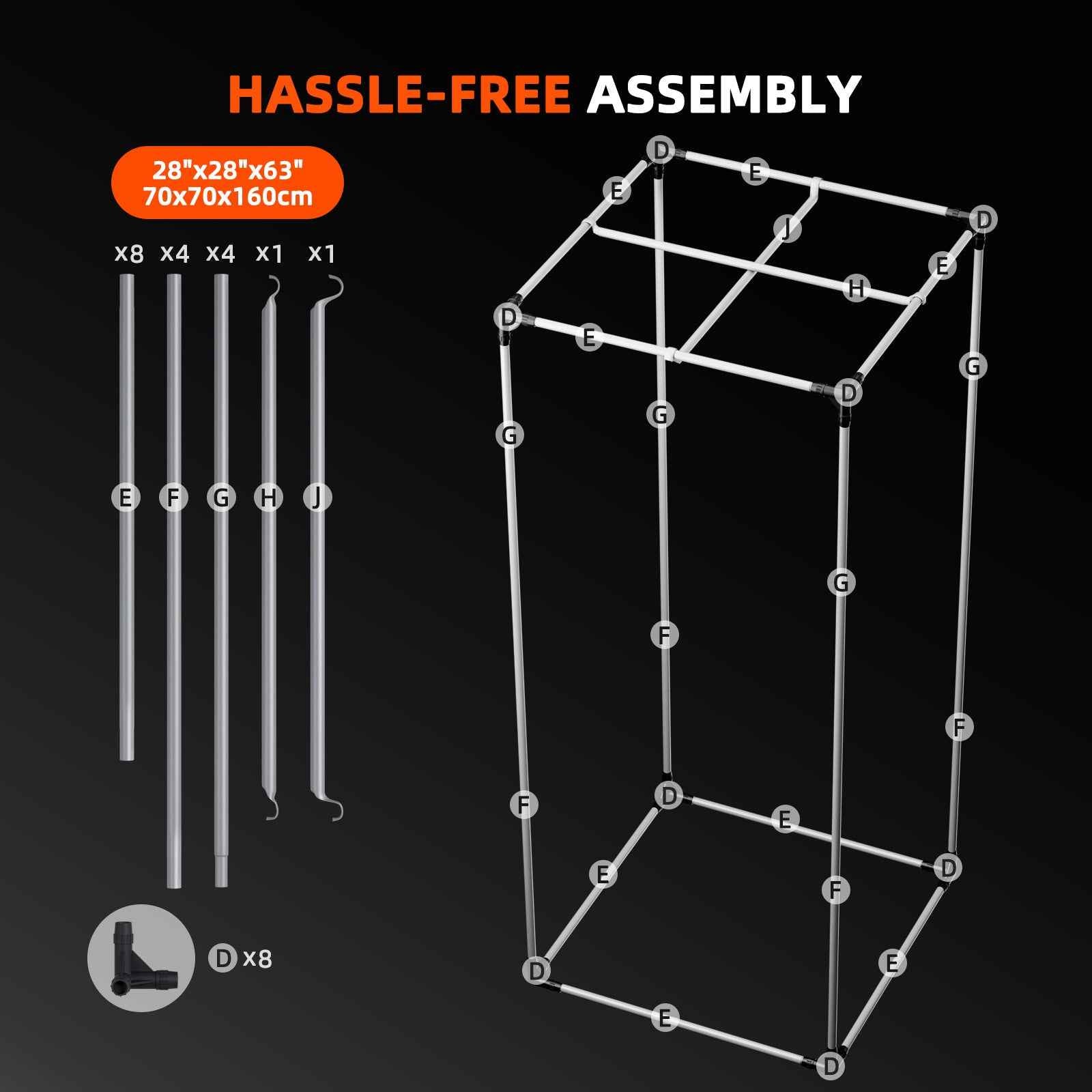 Spider Farmer 70×70×160 cm Kweektent – 1680D Reflecterende Grow Tent met Smart Hook (GGS) voor Binnenkweek & Hydroponics