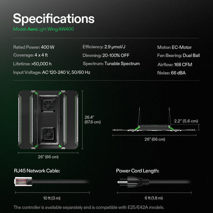 vivosun aerolight wing aw400 full spectrum led grow light 400w indoor hydroponics