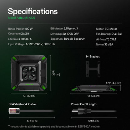 vivosun aerolight a100 led kweeklamp 100w smart grow light bar pflanzenlicht