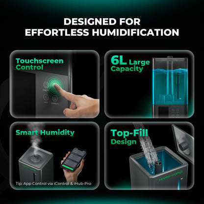 6 liter cool mist humidifier voor indoor kweekruimte met WiFi bediening, grow tent humidity control system, Luftbefeuchter für Indoor Grow 150x150 cm