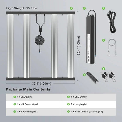 migro array 4x4 2.7µmol/j led kweeklamp dimbaar full spectrum indoor grow pflanzen