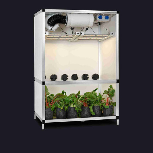 gtools bonanza clima 1m2 kweektent 2x g-bars 170w dimbaar grow tent zelt