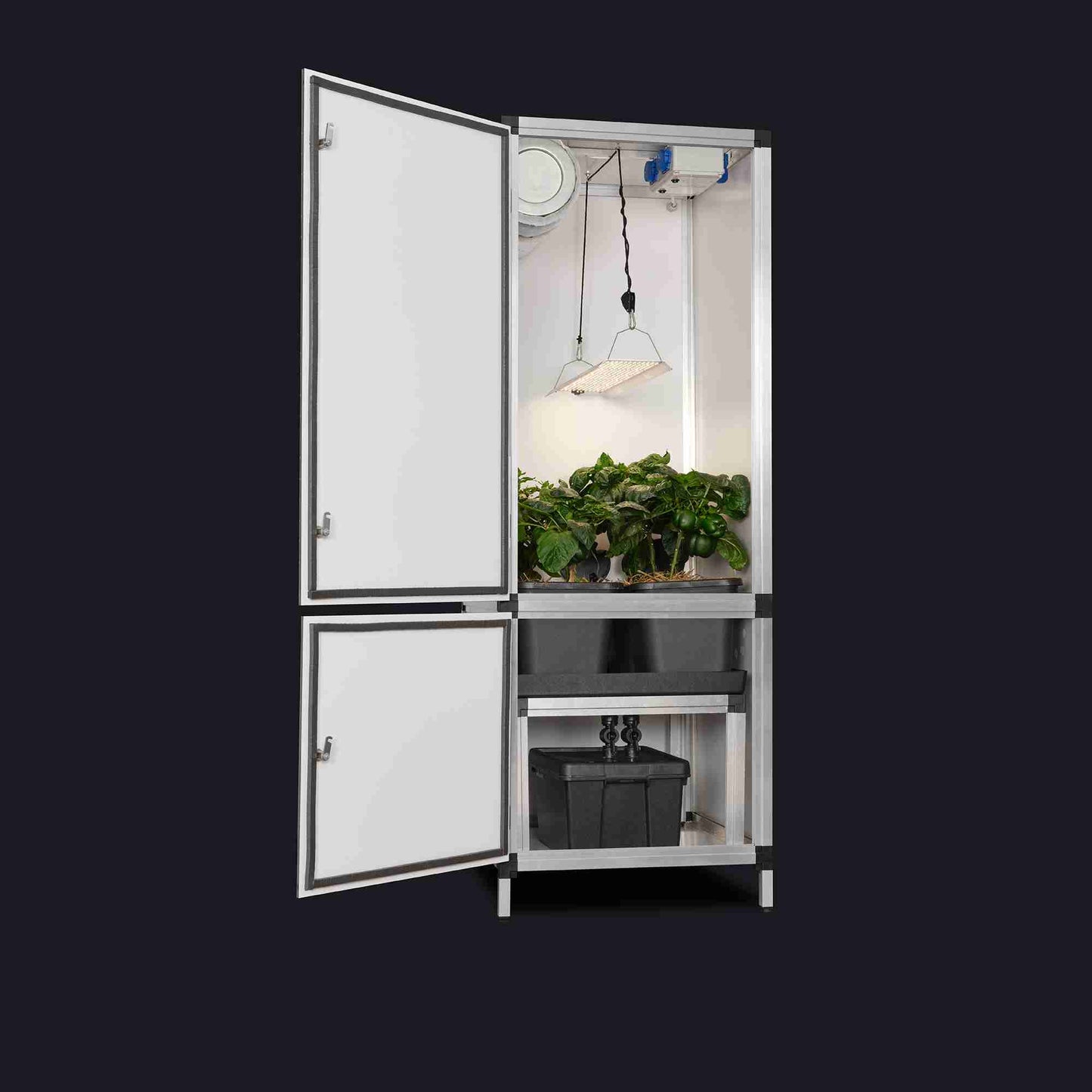 gtools bonanza clima 0,35m2 + hortione 420 150w led kweeklamp dimmer 3-in-1 irrigatiesysteem