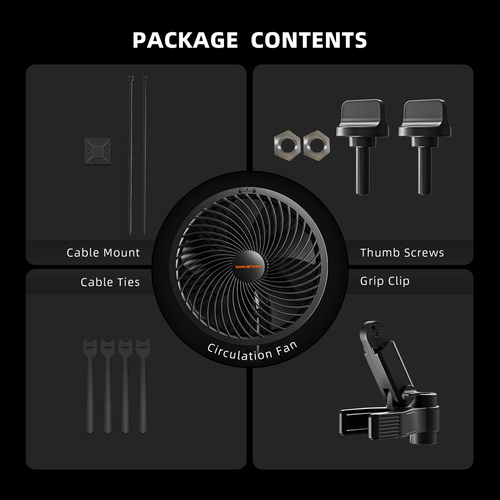 Spider Farmer 15cm stille ventilator | Quiet Oscillating Grow Fan | Geräuscharmer Clip-Ventilator