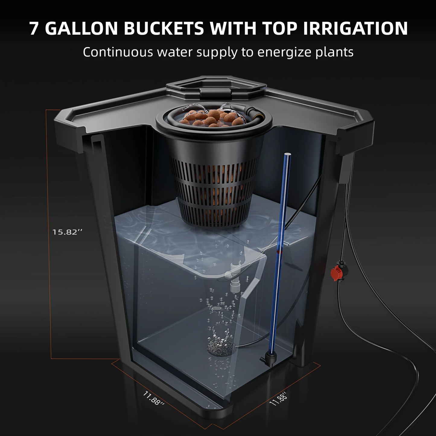 Spider Farmer DWC Hydroponics System med Top Drip Kit - 7 gallon 2 emner