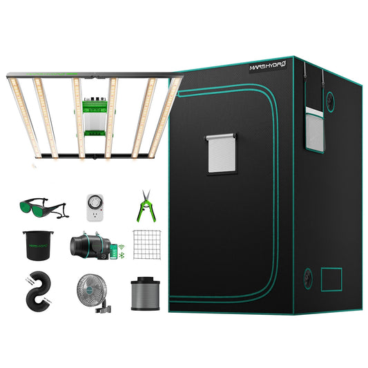 Mars Hydro FC4800 EVO Complete Kweek Tent Kit – 480W Samsung LED + 120 × 120 cm Tent + 6″ Ventilatiesysteem