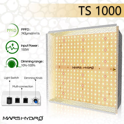 mars hydro ts1000 full spectrum led grow lamp dimbaar kweektent pflanzenzelt