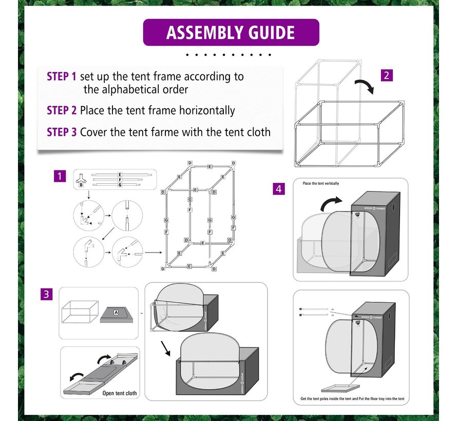 Spider Farmer 120x120x200cm Voksetelt