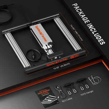 spider farmer se1500 evo 2.85 µmol/j dimbare led grow light smart system