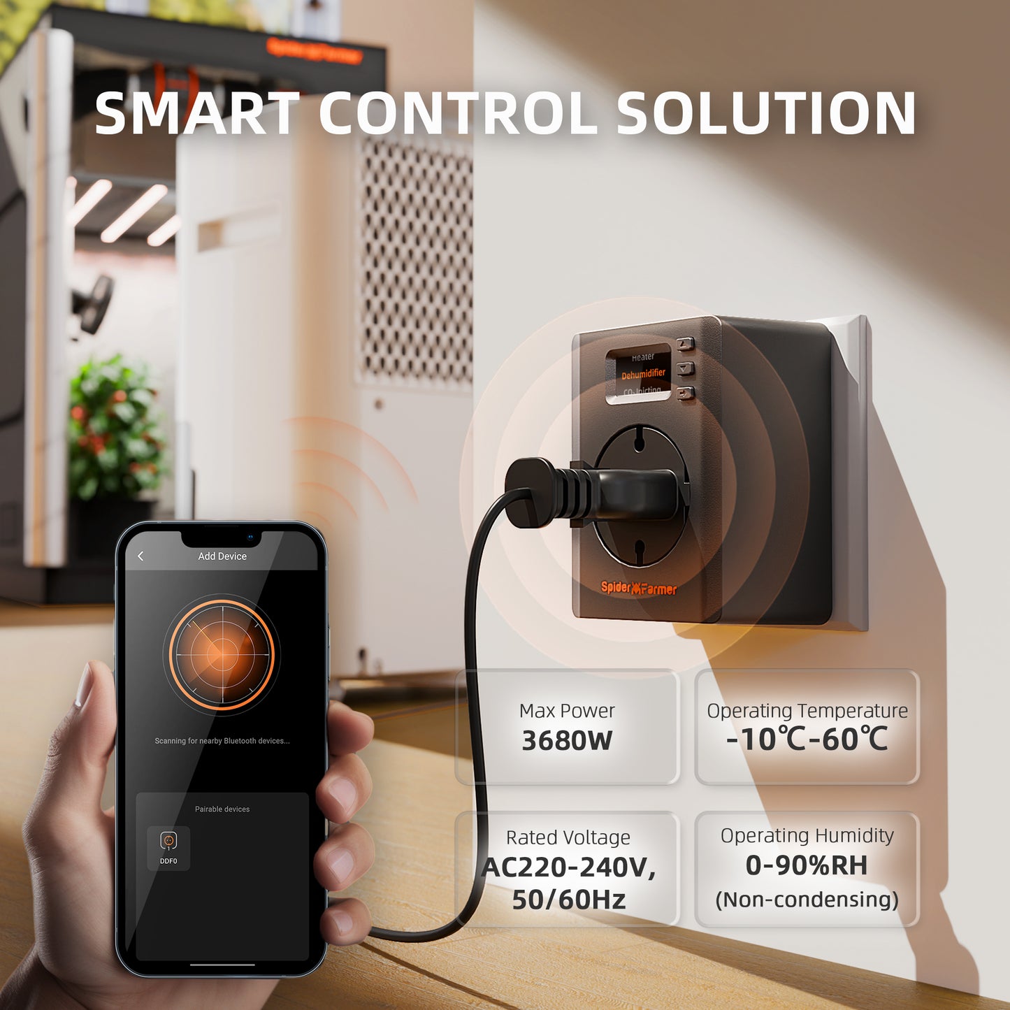 Spider Farmer S-Station Wi-Fi smart plug | Wi-Fi smart grow plug | WLAN Smart Plug für Growbox