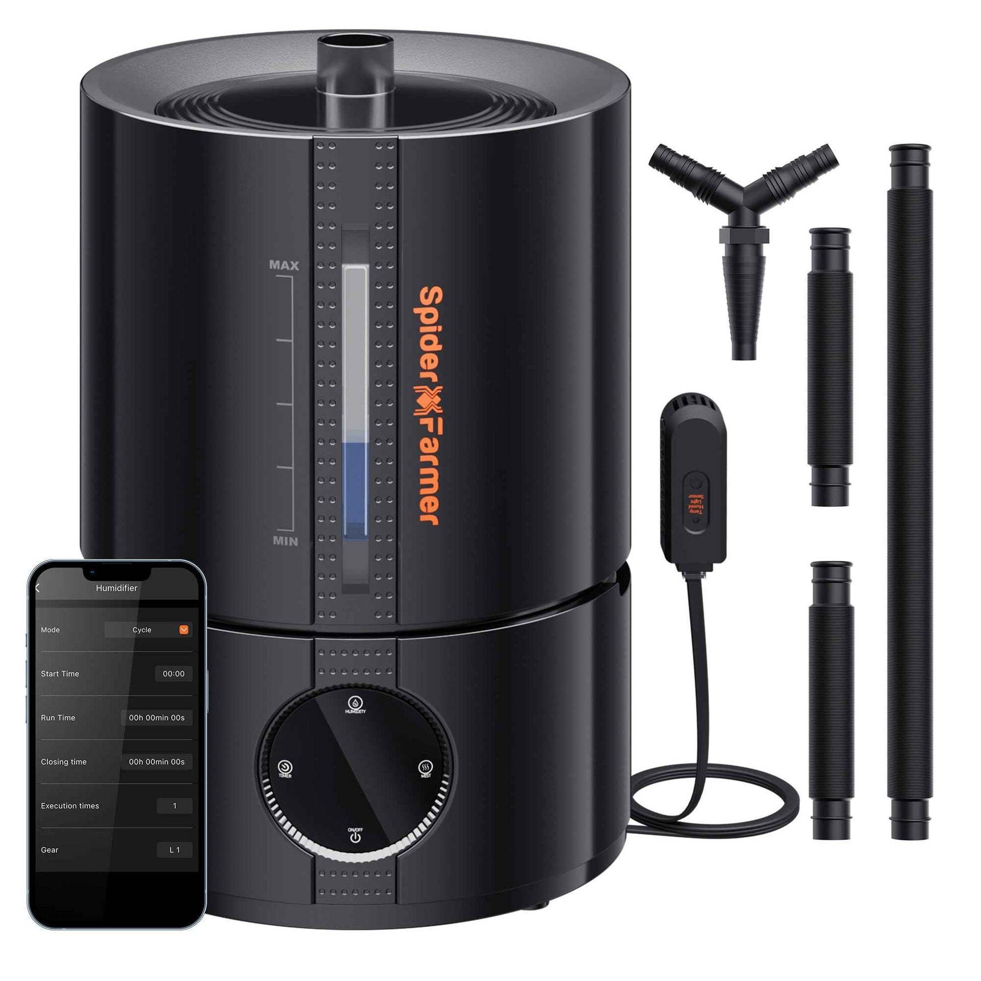 Spider Farmer 5L Smart Cool Mist Luchtbevochtiger – App-Gestuurd met Temperatuur- & Luchtvochtigheidssensor voor Kweektent & Indoor Kweek