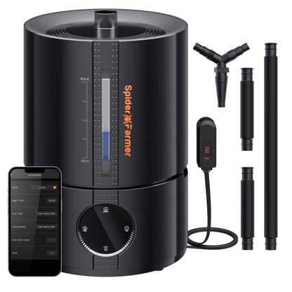 Spider Farmer 5L Smart Cool Mist Luchtbevochtiger – App-Gestuurd met Temperatuur- & Luchtvochtigheidssensor voor Kweektent & Indoor Kweek