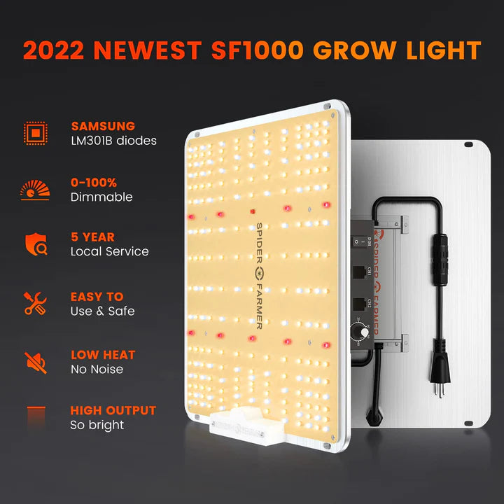 Spider Farmer SF1000EVO Complete Growers Kit 70x70x160 100W 3.14 µmol/J Smart Monitor Grow Kit