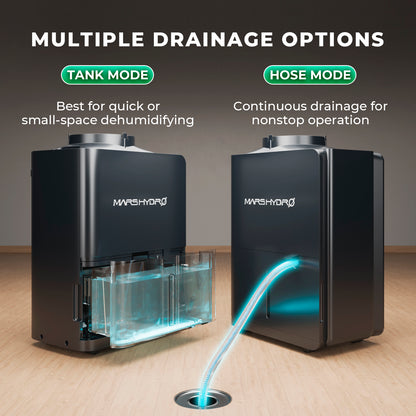 Mars Hydro smart dehumidifier met 2.1L waterreservoir voor stabiele luchtvochtigheid in indoor kweek, 12L grow tent dehumidifier mit Temperatur- und Feuchtigkeitssensor