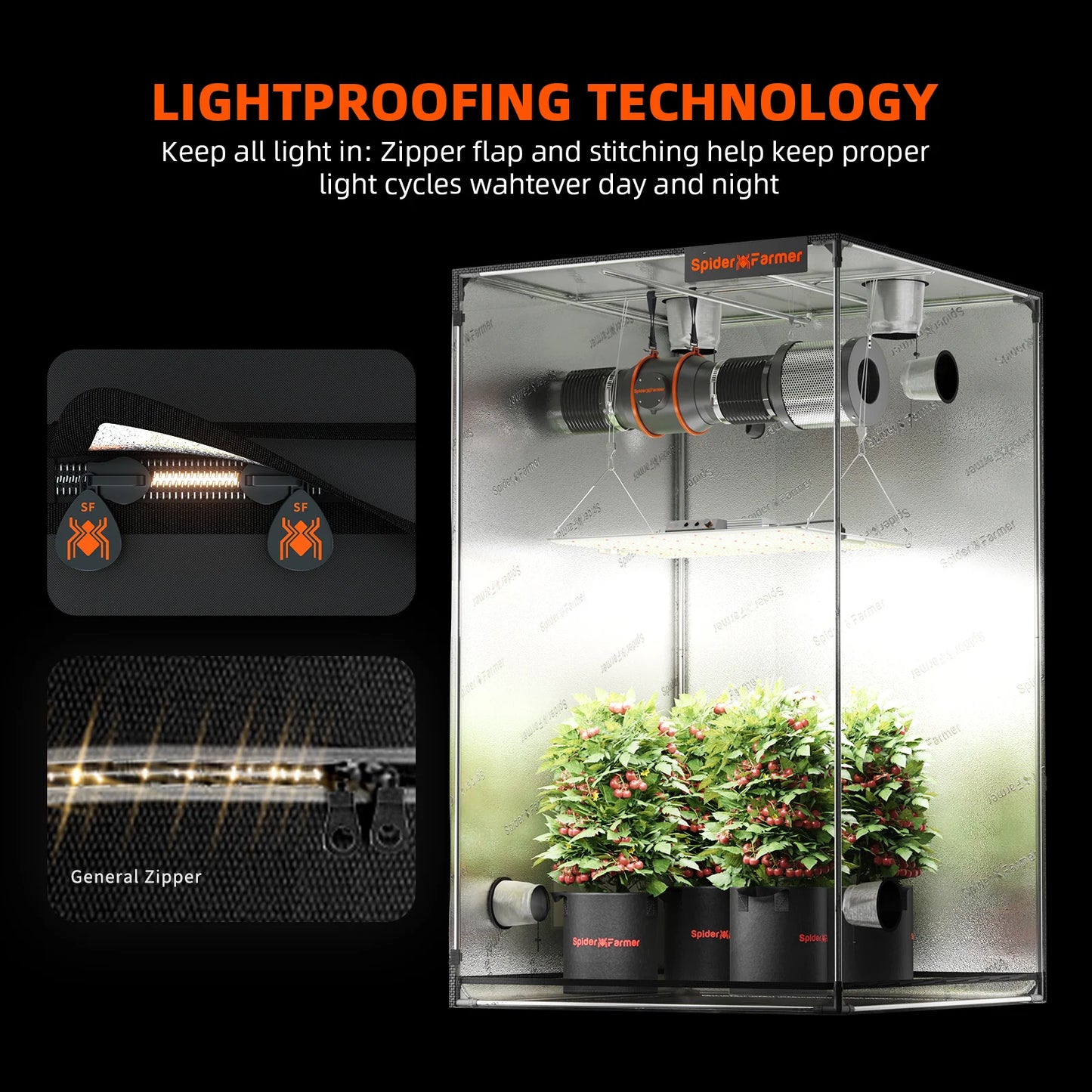 Spider Farmer G3000 Komplett Grow Kit 90x90x180cm Full Spectrum Speed ​​Controller