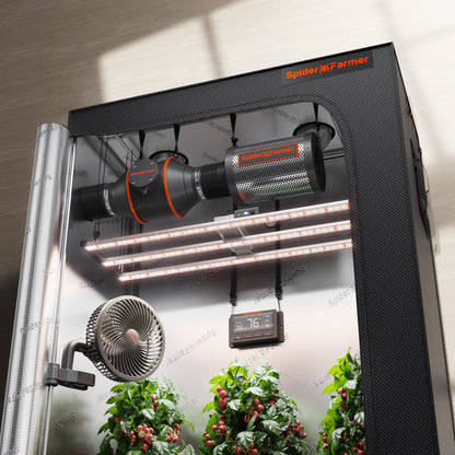 spider farmer g4500 complete kweektent kit 140x70x200 cm led 320w ventilatie clipfan klimaatsystem indoor