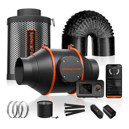 Spider Farmer SE3000 EVO Kweek Tent Kit Compleet – 90×90×180 cm Tent + 300W Full Spectrum LED + 4” Ventilatiesysteem met GGS Controller
