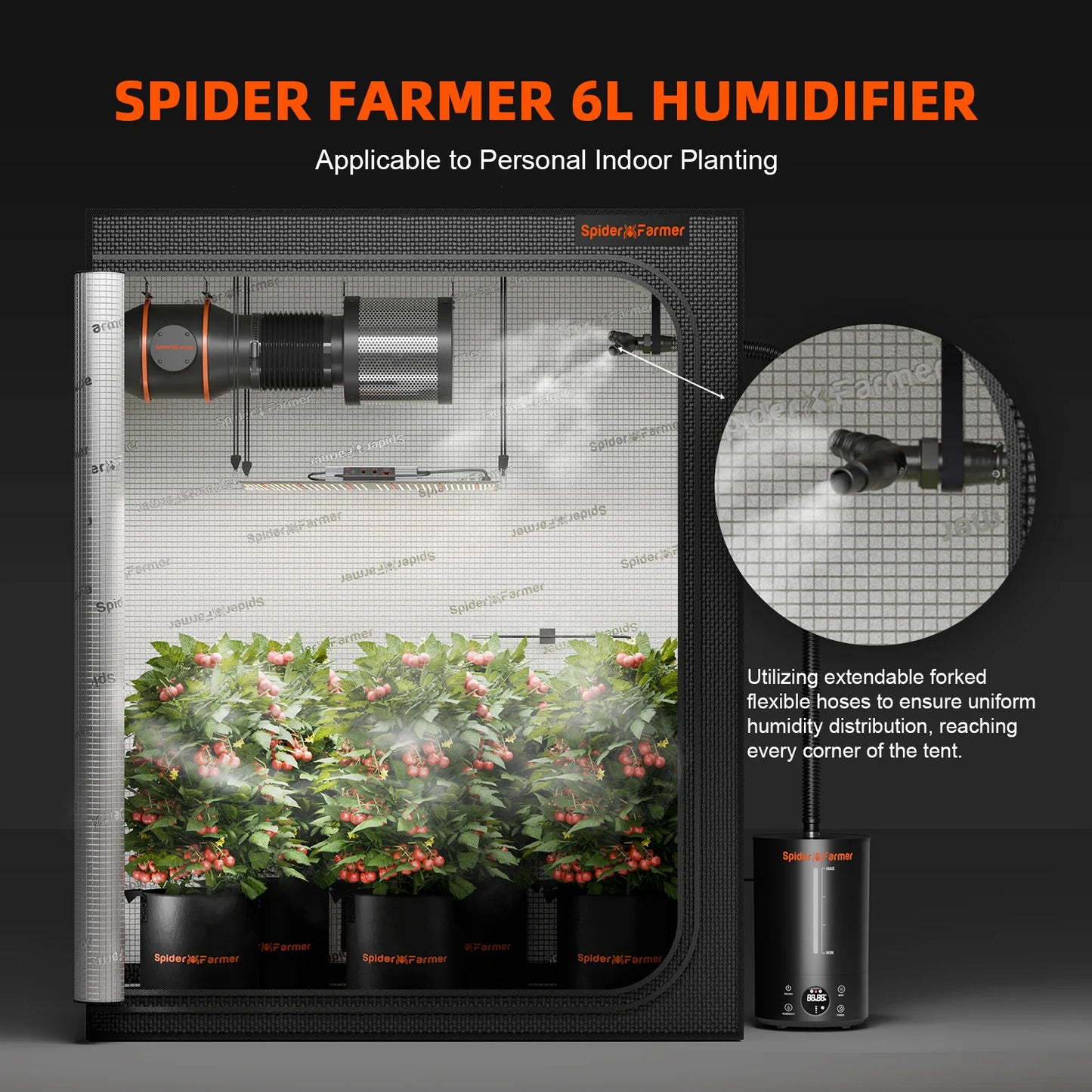 Spider Farmer 6L Kjølig Tåke Luftfukter for Planter